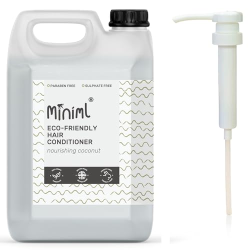 Miniml Natural Hair Conditioner Eco Friendly - 5L Refill and 5L Pump - Nourishing Coconut Men and Womens Sensitive Scalp & Skin Cruelty Free Vegan Formula - For Greasy, Curly, Dry Hair