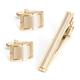 High Grade Gold Plated Brushed Metal Tie Clip Cufflinks Suit Men's French Cufflinks