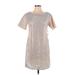 Laundry by Shelli Segal Cocktail Dress - Shift Crew Neck Short sleeves: Silver Print Dresses - New - Women's Size 0