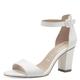 Tamaris Damen Sandalen mit Absatz Leder Blockabsatz Sommer; WHITE/weiß; 38 EU