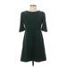 Trafaluc by Zara Casual Dress - A-Line: Green Solid Dresses - Women's Size X-Small