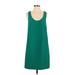 J.Crew Factory Store Casual Dress - Shift Scoop Neck Sleeveless: Green Solid Dresses - Women's Size 4