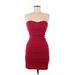 Forever 21 Cocktail Dress - Mini Strapless Sleeveless: Burgundy Print Dresses - Women's Size Medium