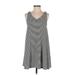 Mossimo Supply Co. Casual Dress - A-Line V-Neck Sleeveless: Gray Stripes Dresses - Women's Size Small