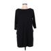 J.Jill Casual Dress - Shift Crew Neck 3/4 sleeves: Black Solid Dresses - Women's Size Medium Petite