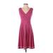 Lands' End Casual Dress - A-Line V Neck Sleeveless: Pink Dresses - Women's Size X-Small