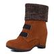 Lizoleor Women Round Toe Classic Wedge Heel Ankle Boots Slip On Comfort Winter Height Increasing Knitted Stretch Booties Brown Size 7 UK/42