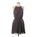 Lush Casual Dress - Mini Halter Sleeveless: Gray Print Dresses - Women's Size Medium
