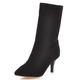 Lizoleor Women Mid Calf Pointed Toe Side Zip Leopard Booties Evening Party Fashion Stiletto High Heels Short Boots Dress Black Size 6 UK/40