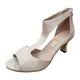 HUPAYFI Court Shoes Size 10 Womens Ladies Low Satin Heel Shoes Bridal Wedding Prom Party Flower Shoes Court Shoes,Gifts for 11 Year Old Men 5.5 38.99 Beige