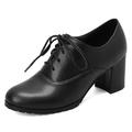 LIPIJIXI Women's Vintage Oxfords Wingtip Lace up Mid-Heel Brogue Pumps Shoes for Women Classic Chunky Block Heel Leather Dress Shoes Black Size 2