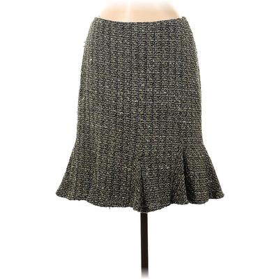 INC International Concepts Casual Fit & Flare Skirt Knee Length: Green Tweed Bottoms - Women's Size 6