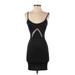 Club L Cocktail Dress - Party Scoop Neck Sleeveless: Black Print Dresses - Women's Size 4