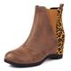 Lizoleor Women Round Toe Classic Wedge Heel Ankle Boots Slip On Comfort Winter Height Increasing Knitted Stretch Booties Brown Size 2 UK/35