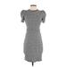 Express Casual Dress - Bodycon High Neck Short sleeves: Gray Dresses - Women's Size X-Small