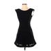 Zara Basic Cocktail Dress - A-Line Scoop Neck Short sleeves: Black Solid Dresses - Women's Size X-Small