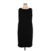 Talbots Casual Dress - Shift Crew Neck Sleeveless: Black Solid Dresses - Women's Size 14