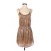 Rebecca Taylor Cocktail Dress - Mini Scoop Neck Sleeveless: Gold Dresses - Women's Size 2