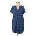 a.n.a. A New Approach Casual Dress - Shift V Neck Short sleeves: Blue Dresses - Women's Size X-Small