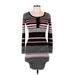 No Boundaries Casual Dress - Mini Scoop Neck Long sleeves: Burgundy Stripes Dresses - Women's Size Medium