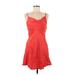 Zara Casual Dress - Mini Cowl Neck Sleeveless: Red Print Dresses - Women's Size Medium