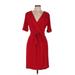 Apt. 9 Casual Dress V Neck 3/4 sleeves: Red Print Dresses - New - Women's Size Medium