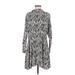 Topshop Casual Dress - A-Line Mock Long sleeves: Silver Zebra Print Dresses - Women's Size 8