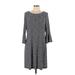 Tommy Hilfiger Casual Dress - A-Line Scoop Neck 3/4 sleeves: Gray Dresses - Women's Size 12