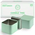 Hearts & Crafts Mint Square Candle Tins 8 oz with Lids - 24-Pack of Bulk Candle Jars for Making Candles, Arts & Crafts, Storage, Gifts, and More - Empty Candle Jars with Lids - Candle Vessels