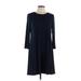 BCBGeneration Casual Dress - Mini High Neck 3/4 sleeves: Blue Solid Dresses - New - Women's Size Large