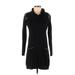 Style&Co Casual Dress - Sweater Dress High Neck Long sleeves: Black Solid Dresses - Women's Size Small