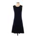 T Tahari Casual Dress - A-Line Crew Neck Sleeveless: Blue Print Dresses - Women's Size Small