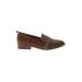Crown Vintage Flats: Slip-on Stacked Heel Casual Brown Shoes - Women's Size 8 - Almond Toe