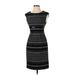 Calvin Klein Casual Dress - Sheath High Neck Sleeveless: Black Print Dresses - Women's Size 2 Petite