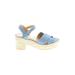 J.Crew Factory Store Heels: Espadrille Platform Summer Blue Solid Shoes - Women's Size 5 - Open Toe
