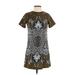 Abercrombie & Fitch Casual Dress - Mini High Neck Short sleeves: Brown Paisley Dresses - Women's Size X-Small - Paisley Wash