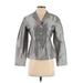 Tahari Silk Blazer Jacket: Short Silver Solid Jackets & Outerwear - Women's Size 2