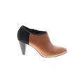 Jack Rogers Ankle Boots: Slip On Chunky Heel Casual Brown Shoes - Women's Size 9 1/2 - Almond Toe