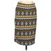 Lularoe Casual Midi Skirt Calf Length: Yellow Aztec or Tribal Print Bottoms - Women's Size Large