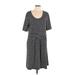 Lands' End Casual Dress - A-Line Scoop Neck Short sleeves: Black Print Dresses - Women's Size Large