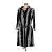 INC International Concepts Casual Dress - Shirtdress Collared Long sleeves: Black Print Dresses - Women's Size Medium