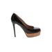 Giuseppe Zanotti Heels: Slip On Platform Cocktail Party Black Print Shoes - Women's Size 37 - Round Toe