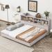 Full Size Wood Daybed Frame with Storage Bookcases, White Oak