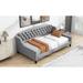 Modern Luxury Tufted Button Daybed with Wood Slat Support, Upholstered Sofa Bed Frame w/Glamourous Wingback Silhouette