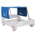 Wooden Car Shaped Bed with Tents & Rugged Wheels