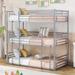 Twin-Twin-Twin Triple Bed with Built-in Ladder, Divided into Three Separate Beds, Gray