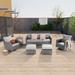 LIVOOSUN Patio 6Pcs Furniture Conversation Gray Rattan Swivel Rocking Sofa Set