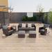 LIVOOSUN Patio 6Pcs Furniture Conversation Brown Rattan Swivel Rocking Sofa Set