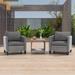 LIVOOSUN 3-Piece Patio Sofa Set Gray Rattan Outdoor Chair with Side Table