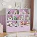 HOMECHO White 49.4"W 7 Cube Bookcase, Standard Bookcase w/ 4 Removable Drawers Wood in Pink | Wayfair FMD-079